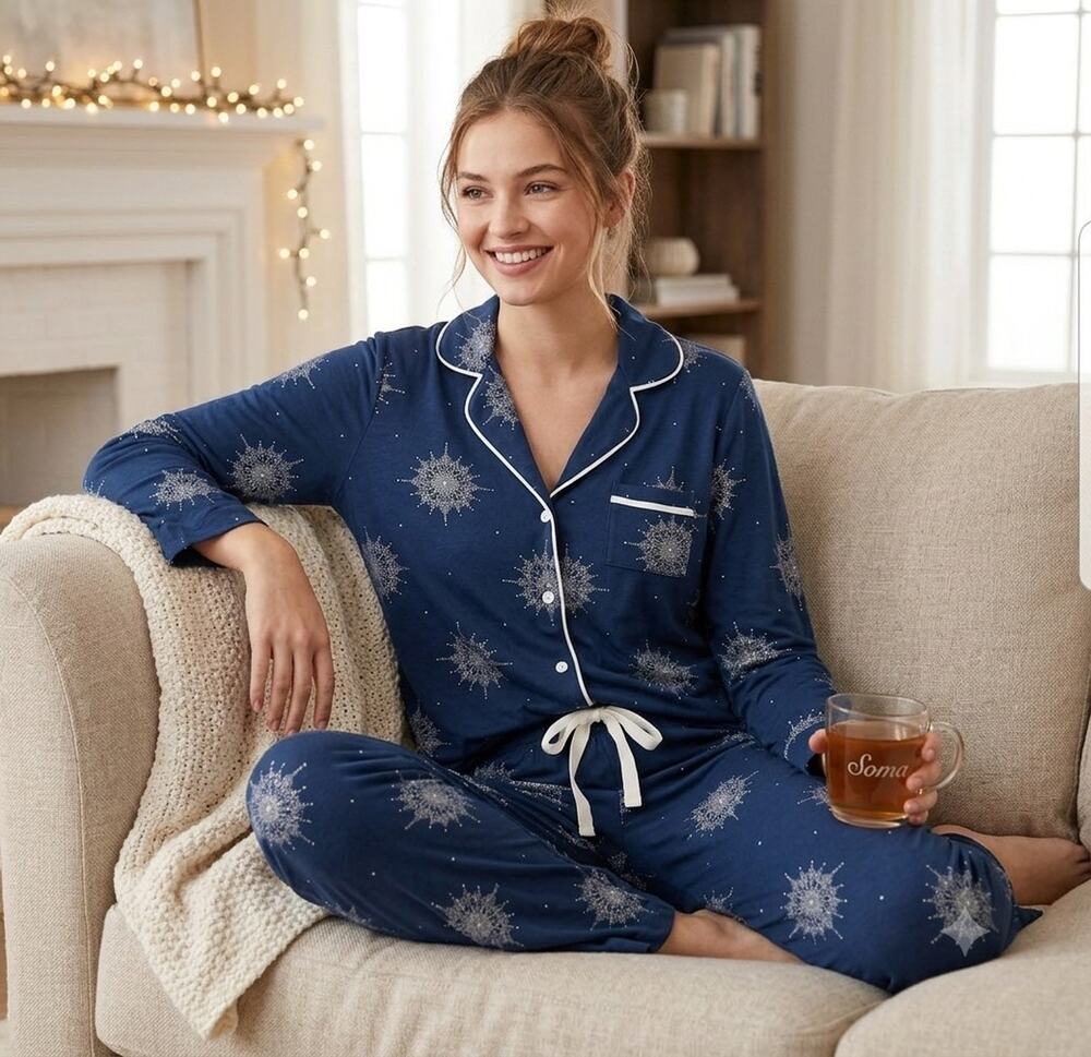 Soma Blue White Pajama Set Small